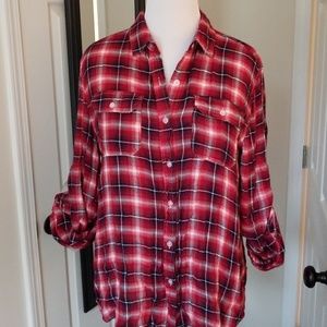 Soft red, black and white flannel